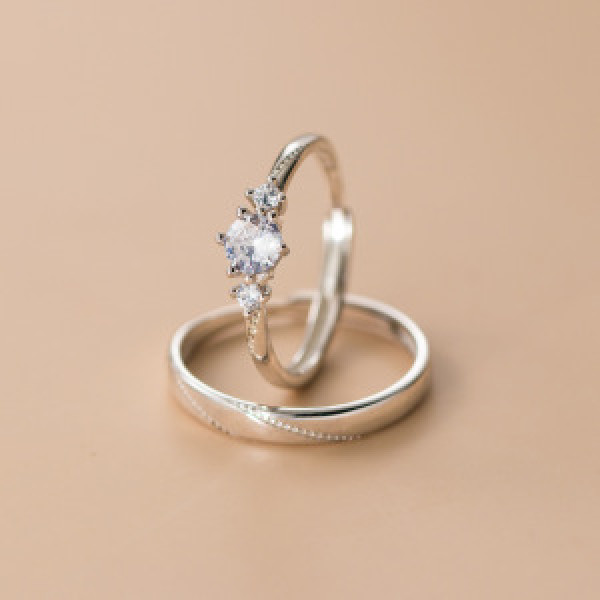 A44461 s925 sterling silver dainty simple fashion elegant rhinestone ring