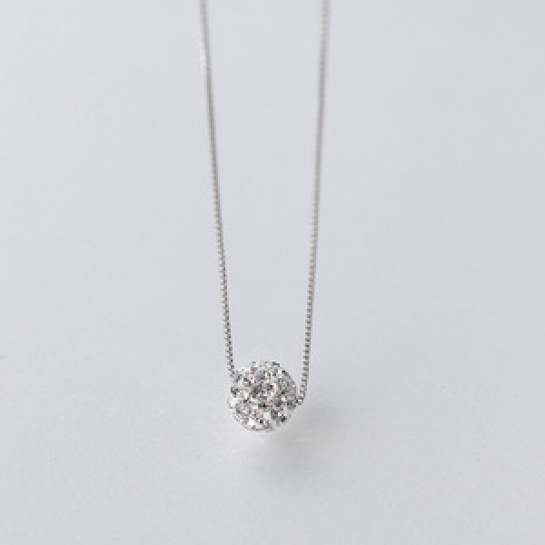 A44155 silver sparkling rhinestone ball crystal necklace