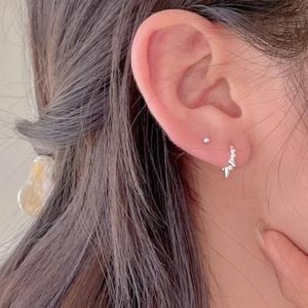 A45397 sterling silver bead stud simple elegant earrings