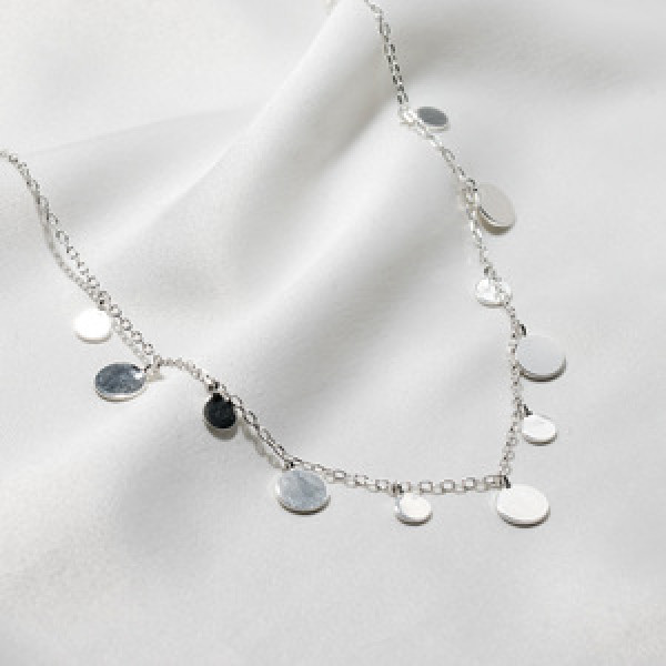 A44265 s925 sterling silver trendy sweet unique simple plate necklace