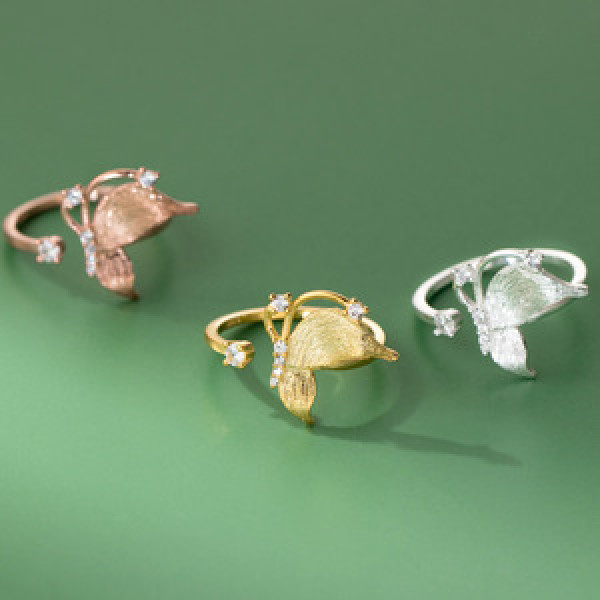 A45713 s925 sterling silver trendy sweet rhinestone butterfly ring