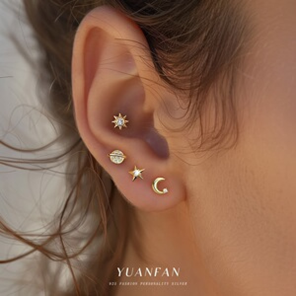 A44491 s925 sterling silver sun ball stud earrings