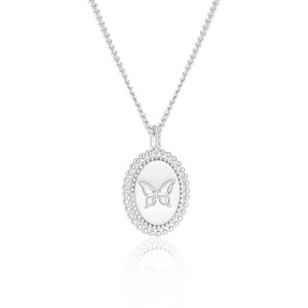 A44700 butterfly s925 sterling silver elegant bead necklace