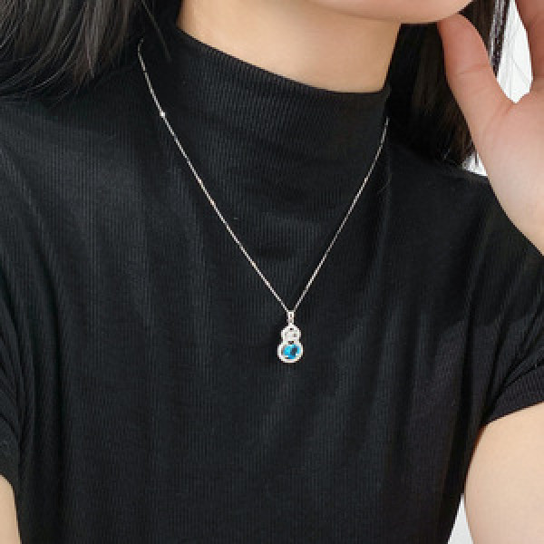 A45841 s925 silver trendy sweet dainty rhinestone hollowed necklace