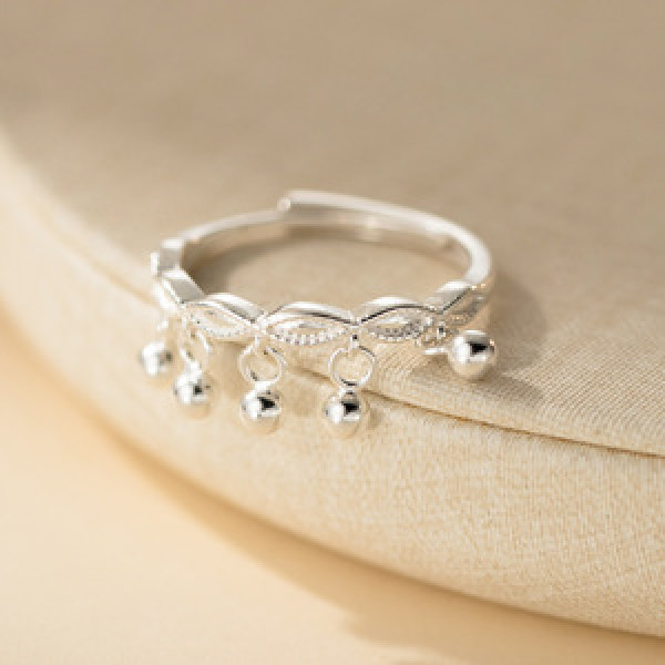 A45730 silver trendy fringe weave bead ring