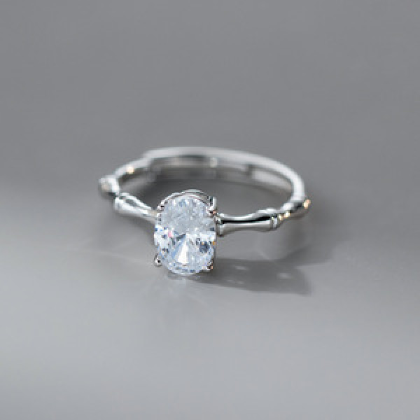A45778 s925 sterling silver trendy sweet rhinestone oval ring