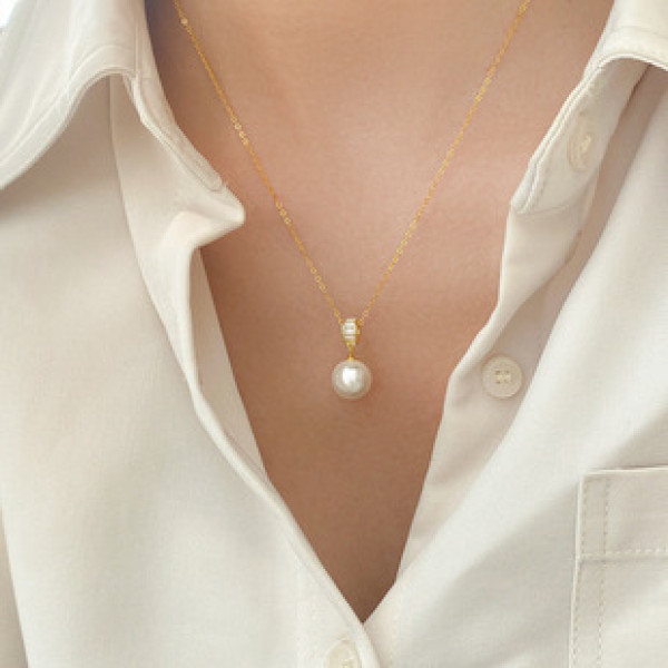 A42680 s925 sterling silver rhinestone artificial pearl grade choker necklace