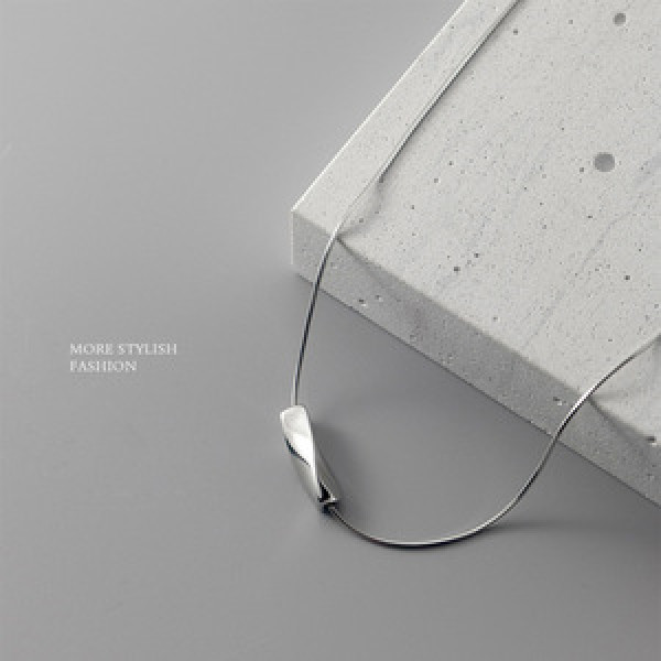A45421 s925 silver geometric bar pendant simple necklace