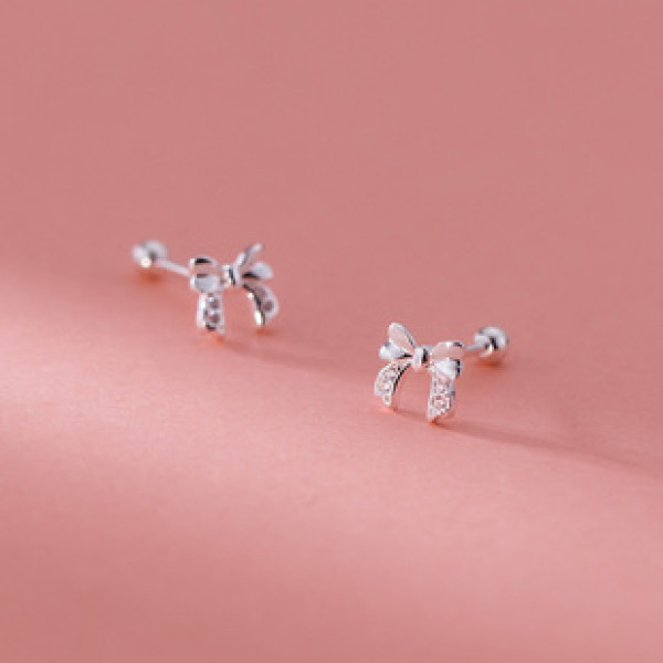 A41186 s925 sterling silver rhinestone butterfly stud sweet earrings