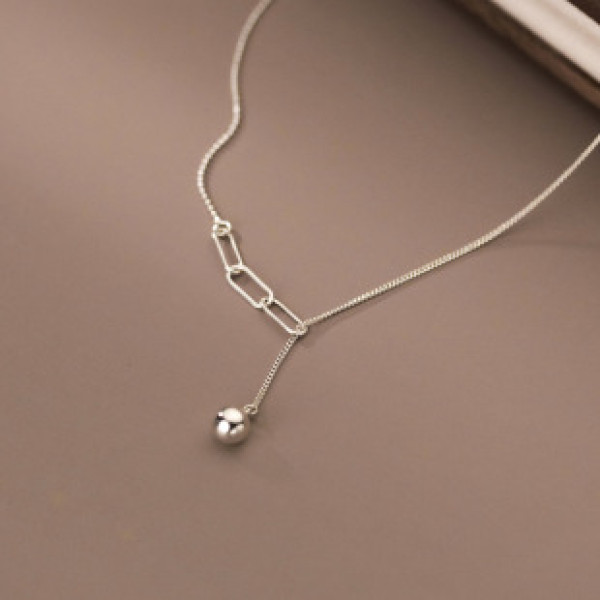 A37235 s925 sterling silver bead pendant necklace