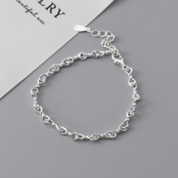 A44710 s925 silver trendy sweet dainty simple twist infinity charm bracelet