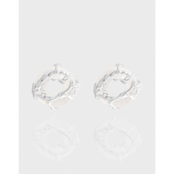 A43964 circle agate stud sterling silver s925 earrings
