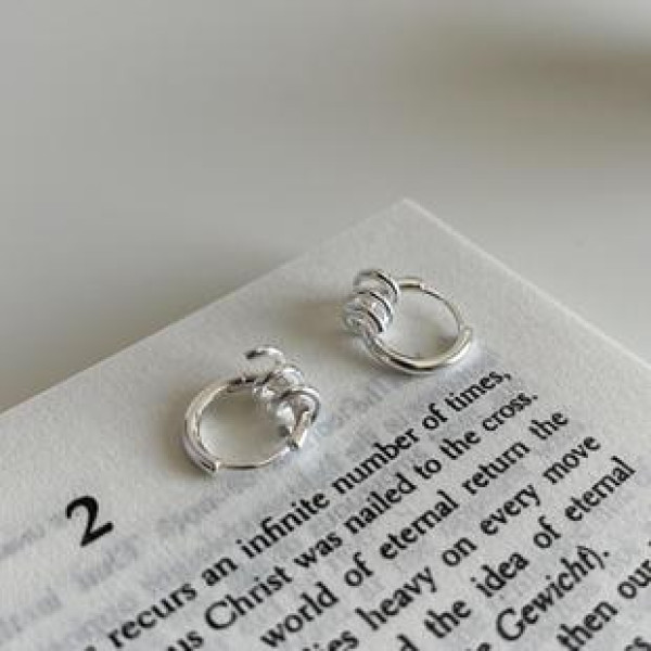 A33944 925 sterling silver simple unique circle hoop earrings