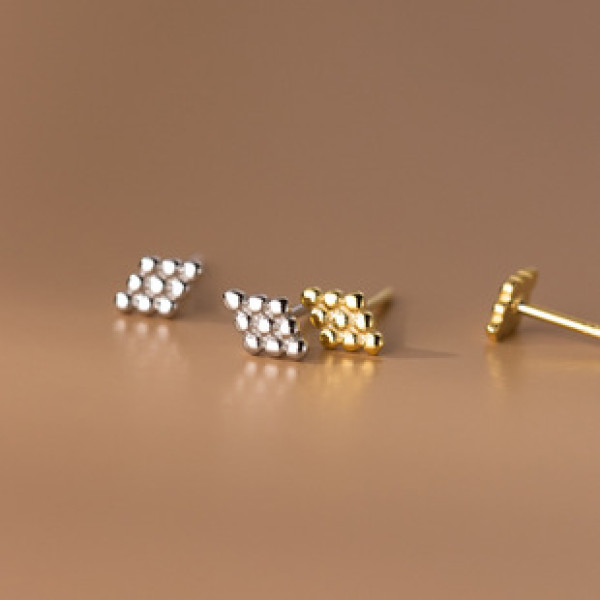 A38032 s925 sterling silver rhombic bead stud design grade simple earrings