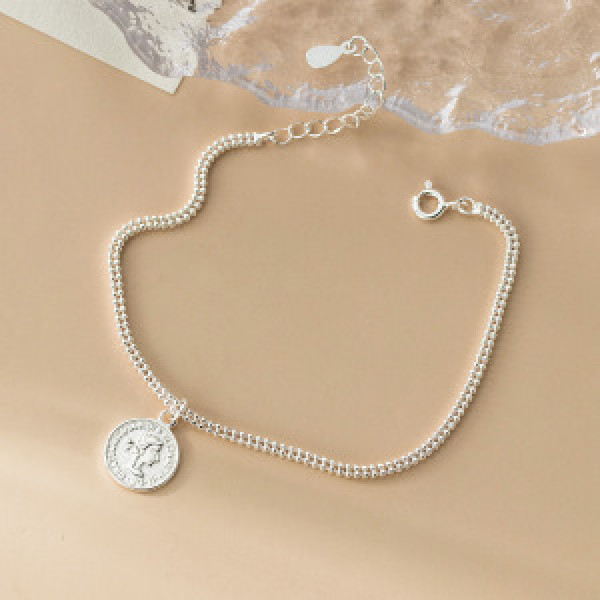 A46424 s925 silver simple letter initial square charm bracelet