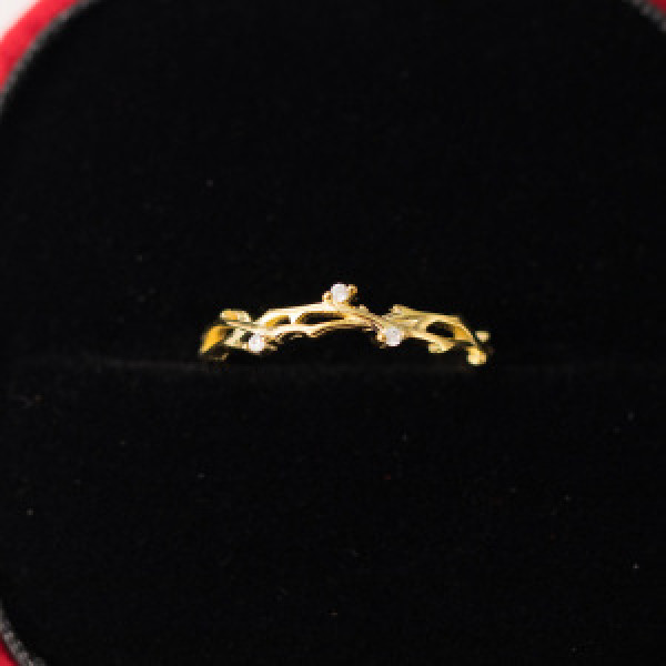 A44524 s925 sterling silver trendy sweet rhinestone hollowed tree ring