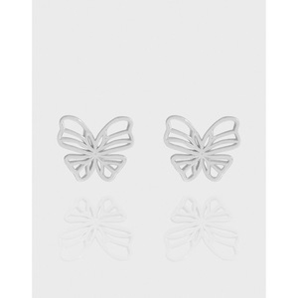 A43665 simple hollowed butterfly stud sterling silver s925 earrings