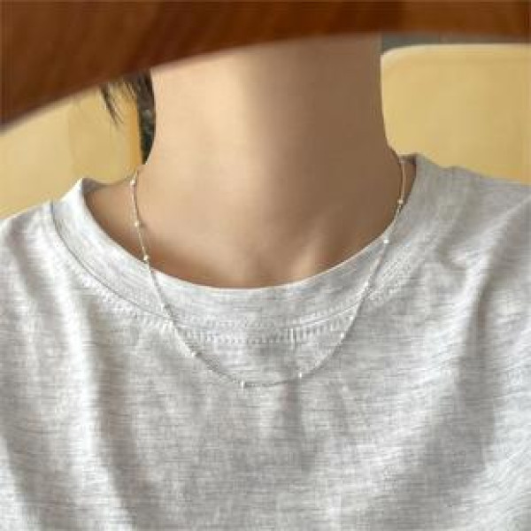 A39993 sterling silver white simple necklace