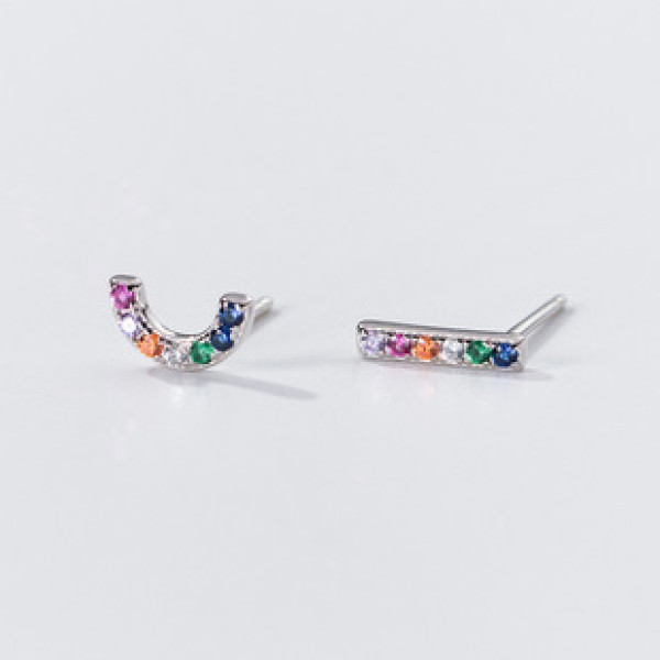 A39730 s925 sterling silver rhinestone stud design elegant geometric earrings