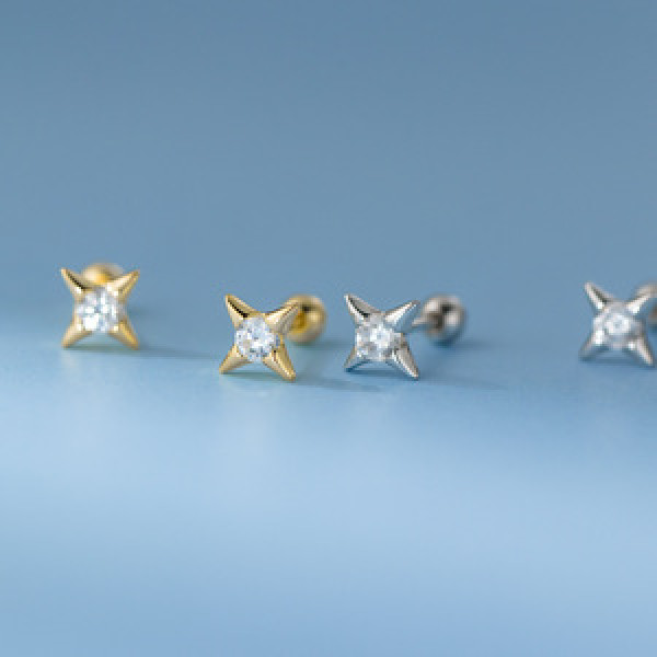 A46154 s925 sterling silver dainty simple rhinestone sun stud earrings