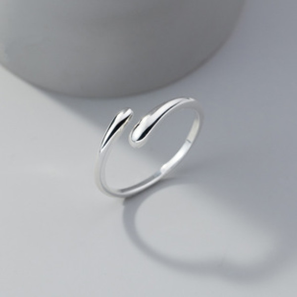 A39460 s925 sterling silver teardrop adjustable design simple elegant ring