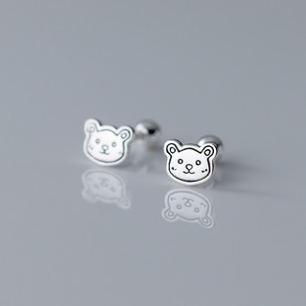 A41354 s925 sterling silver cute bar bear stud trendy sweet earrings