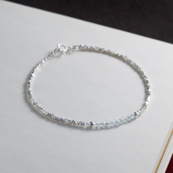 A43878 s925 silver trendy sweet square charm bracelet