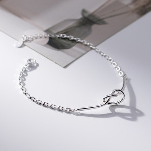 A43836 s925 silver trendy sweet simple bar twist charm bracelet