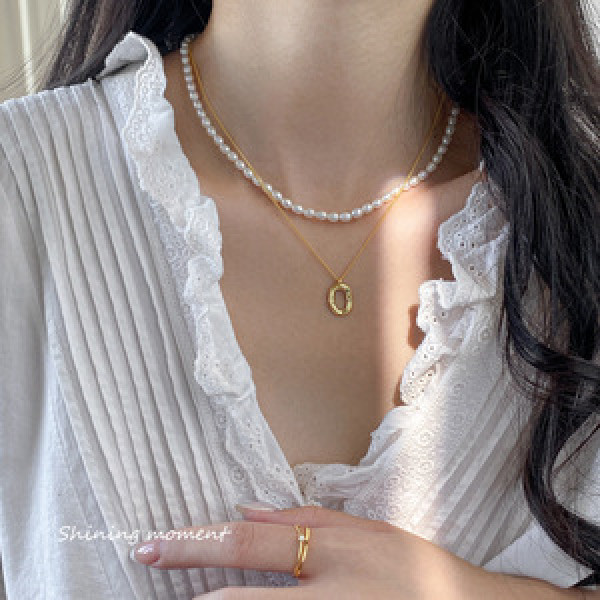 A45140 s925 silver sweet dainty oval necklace