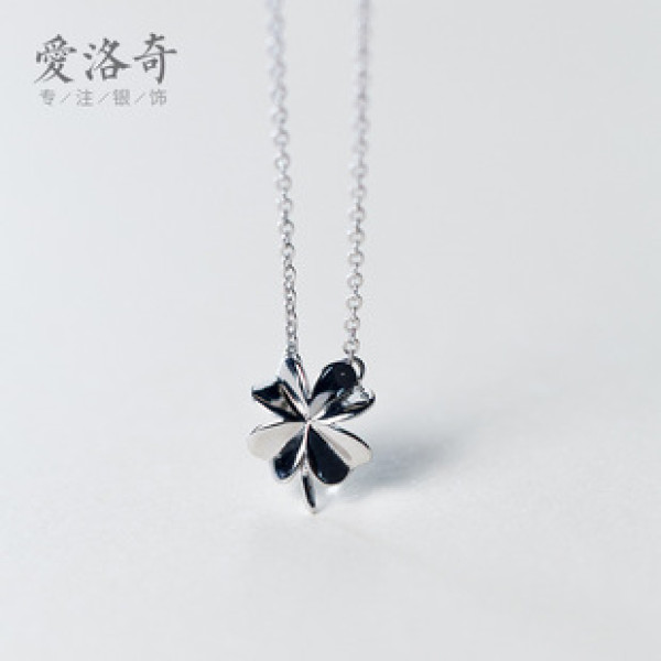 A38167 s925 sterling silver flower trendy elegant short heart necklace