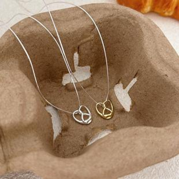 A43221 sterling silver heart simple elegant necklace