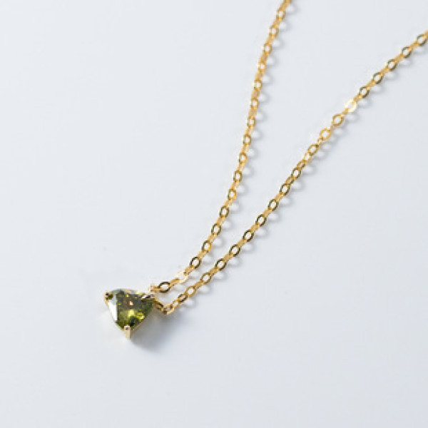A40371 simple green rhinestone triangle grade elegant necklace