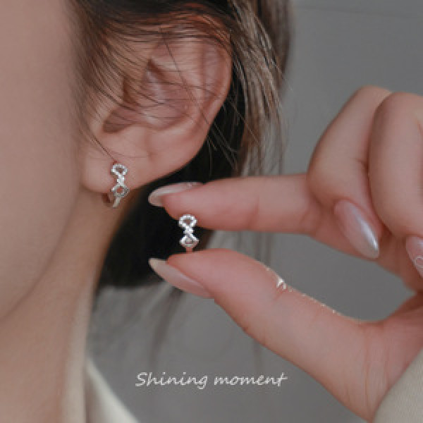A43538 s925 sterling silver trendy sweet unique rhinestone rhombic stud earrings