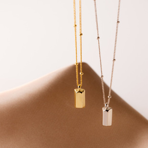 A36729 s925 sterling silver square necklace
