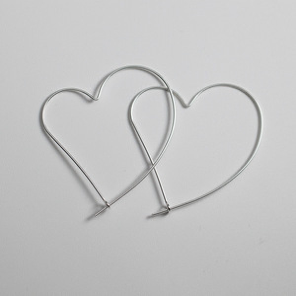 A43566 s925 silver dangle hollowed heart sweet hoop elegant earrings