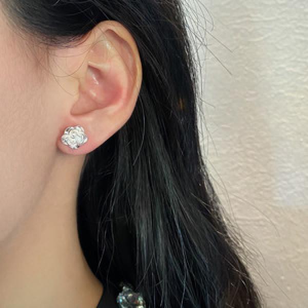 A45888 silver simple stud grade rose piercing earrings