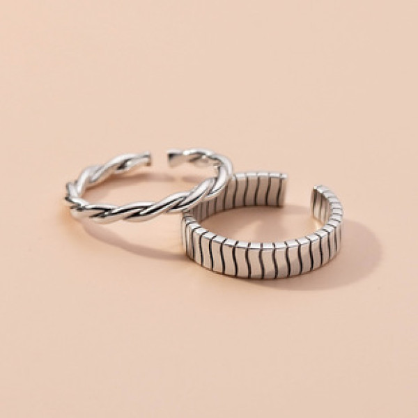 A39312 s925 sterling silver bar twist vintage design ring