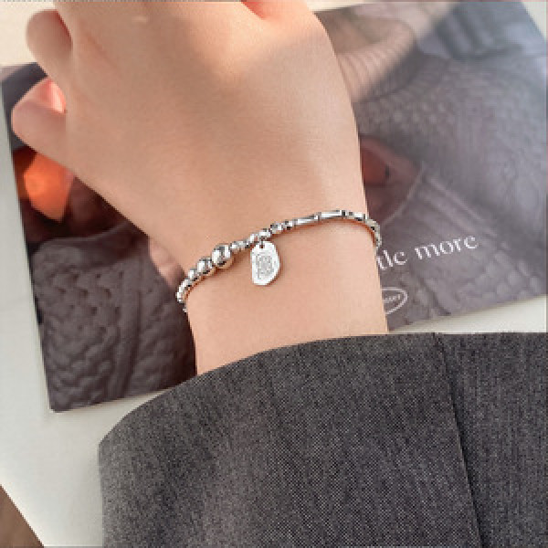 A45735 s925 silver dainty simple charm bracelet