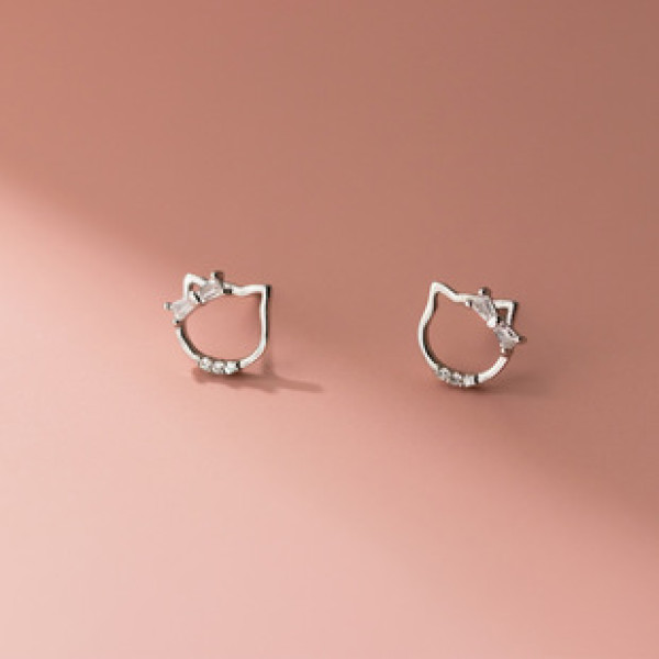 A42990 s925 silver simple trendy butterfly stud sweet earrings