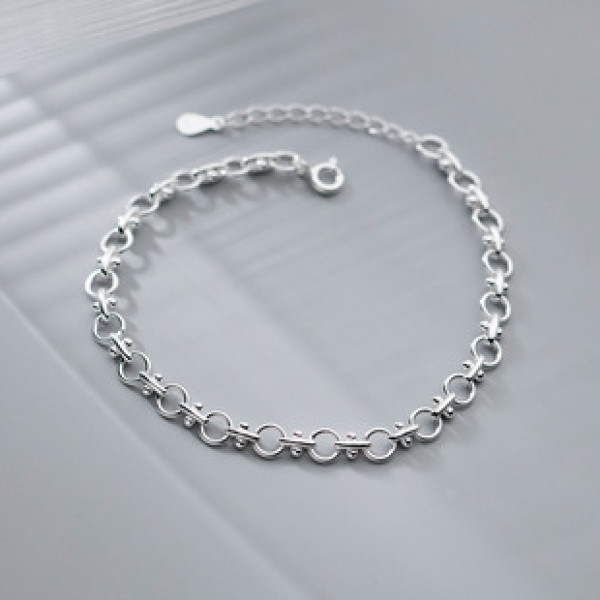 A38057 s925 sterling silver circle hollowed charm design bracelet