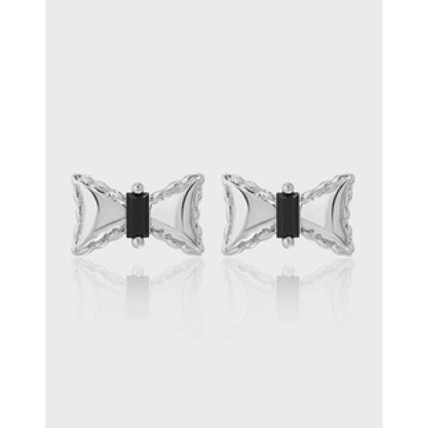 A38892 design simple unique butterfly black rhinestone s925 sterling silver stud earrings