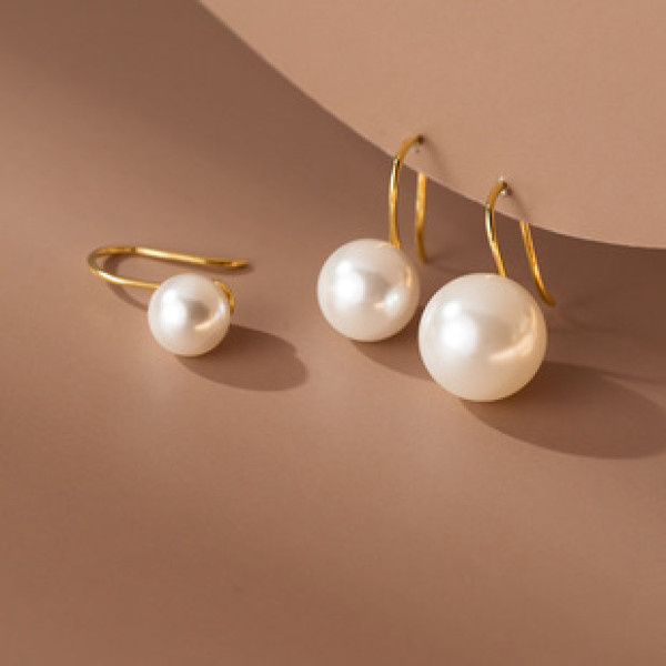 A38569 s925 sterling silver artificial pearl grade elegant earrings