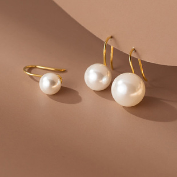A38569 s925 sterling silver artificial pearl grade elegant earrings