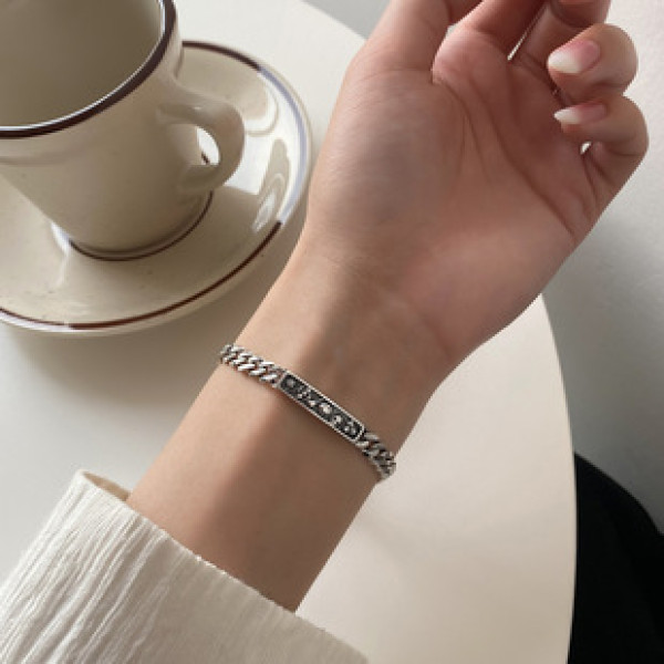 A38270 s925 sterling silver thai smilingface charm vintage unique bracelet