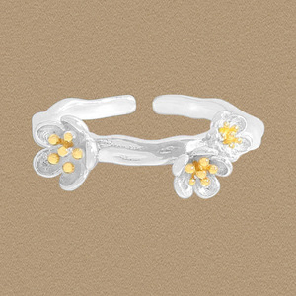 A45484 plated floral sterling silver s925 flower ring