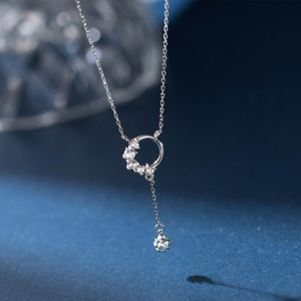 A44172 s925 silver rhinestone necklace