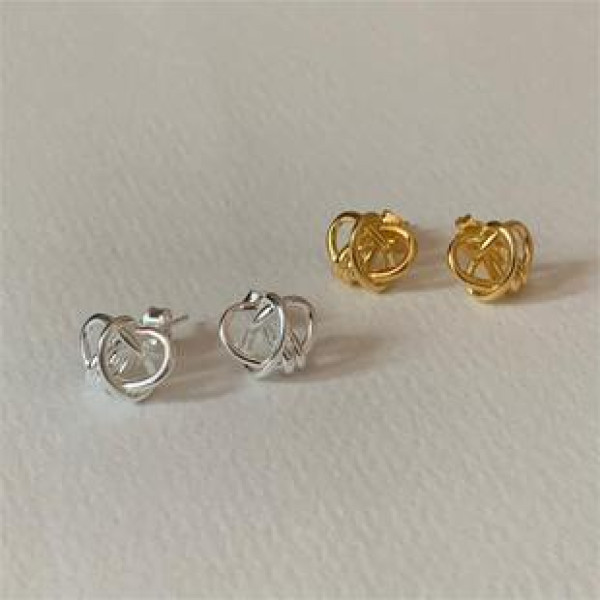 A41275 sterling silver twist stud simple elegant earrings