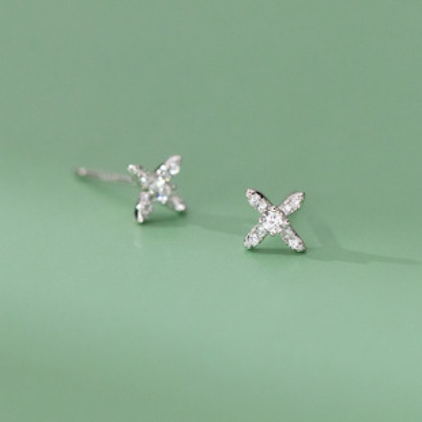 A42470 s925 sterling silver trendy sparkling rhinestone stud design earrings