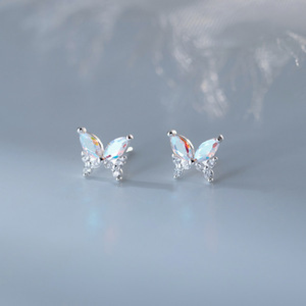 A46080 s925 sterling silver trendy sweet extra butterfly stud earrings