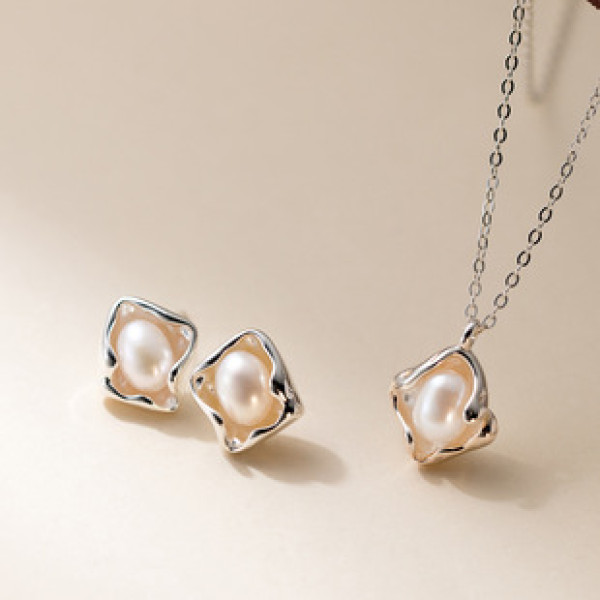 A42695 s925 sterling silver sweet pearl elegant necklace